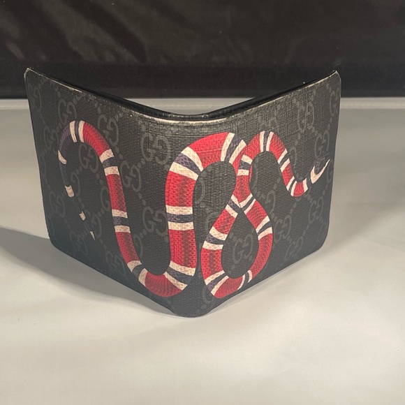 Gucci Kingsnake Print GG Supreme Wallet, Black, GG Canvas with controllato card - Picture 5 of 10